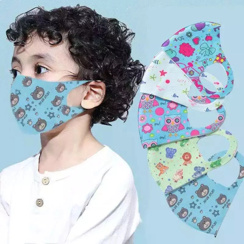 Factory Price Cartoon Printed 3D Design Reusable Washable Ice Silk Cotton Kids Protective Mask